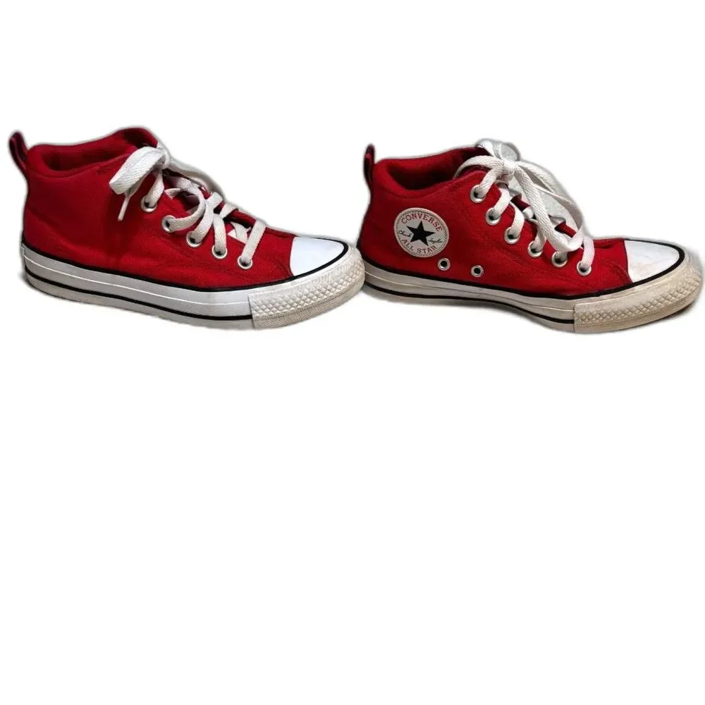 Converse All Star Kids Red Mid Top Sneakers Size 4 Youth EU 36